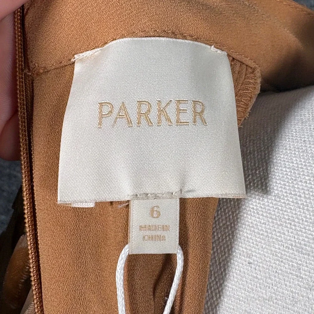 Parker Womens Textured Cutout Front Mini Dress Brown Sugar Floral Burnout Size 6 - Picture 11 of 13